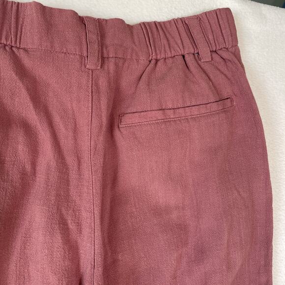 ASOS Women's Linen Blend Pants Pleated Paper Bag Flowy Dusty Rose Pink Size 6 US - Picture 4 of 4